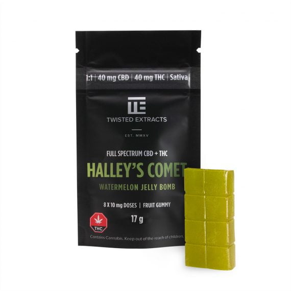 Halleys Comet Watermelon Jelly Bomb 40 mg THC 40 mg CBD